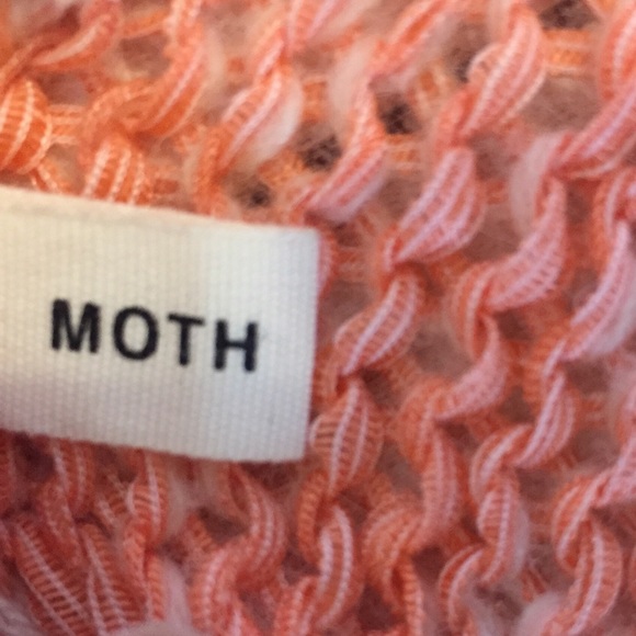 {Anthro} Moth Cream Orange Waterfall Sweater - L - Picture 3 of 8